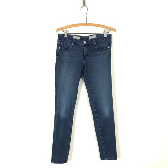 Ag Adriano Goldschmied Denim - AG Jeans Women's 27R Legging Ankle Super Skinny Blue Jeans Dark Wash Stretch B4